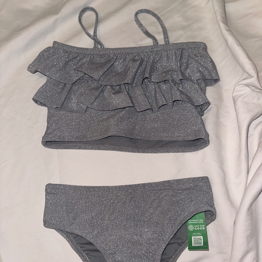 GAP | Shiny Tankini Swim Two-Piece in Silver